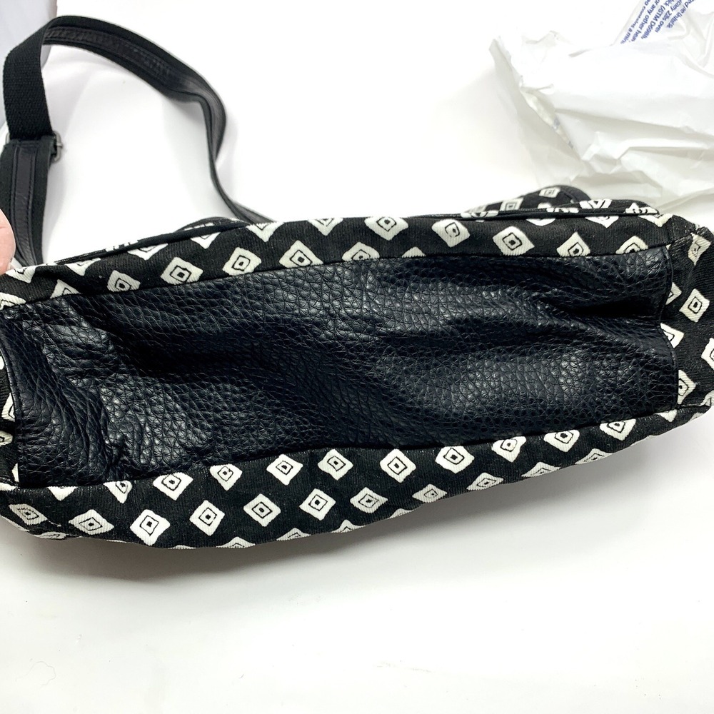 Volcom Cruz Messenger Shoulder Bag Purse Black & White Diamond Corduroy - Picture 14 of 16